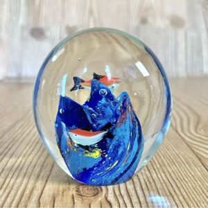 Murano Style Paperweight Glass Fish Aquarium Sea Ocean Coral MCM Office Decor